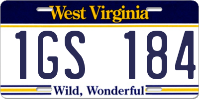 WV license plate 1GS184