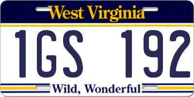 WV license plate 1GS192