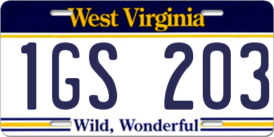 WV license plate 1GS203