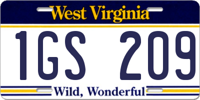 WV license plate 1GS209