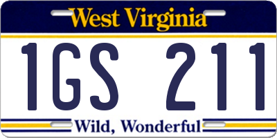 WV license plate 1GS211