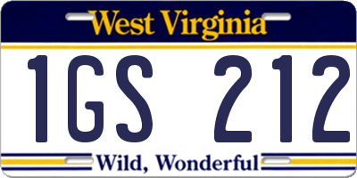 WV license plate 1GS212
