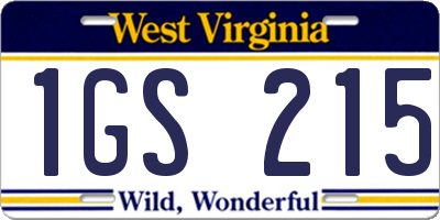 WV license plate 1GS215