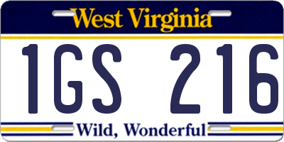 WV license plate 1GS216