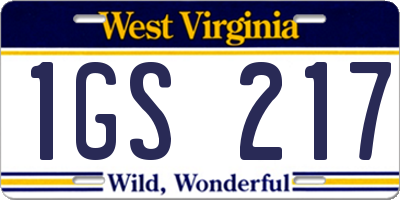 WV license plate 1GS217