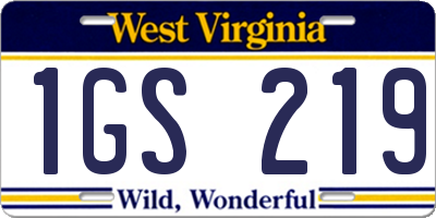 WV license plate 1GS219