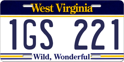 WV license plate 1GS221