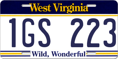WV license plate 1GS223
