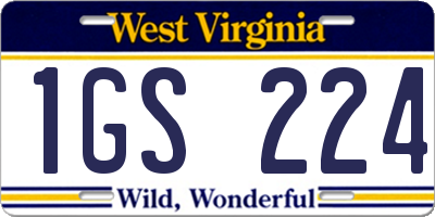 WV license plate 1GS224