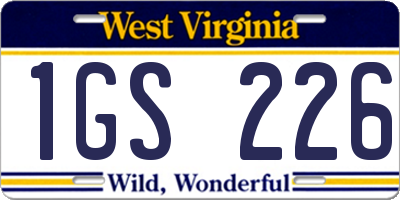 WV license plate 1GS226