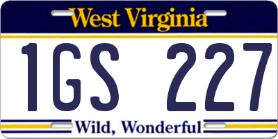 WV license plate 1GS227