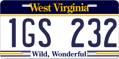 WV license plate 1GS232