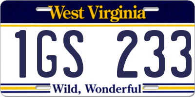 WV license plate 1GS233