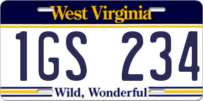 WV license plate 1GS234