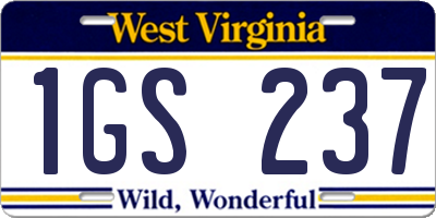 WV license plate 1GS237