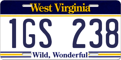 WV license plate 1GS238