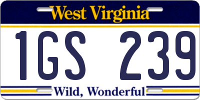 WV license plate 1GS239