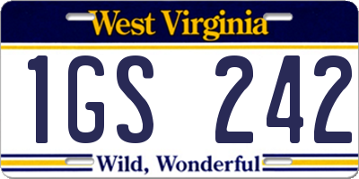WV license plate 1GS242