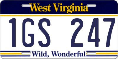 WV license plate 1GS247