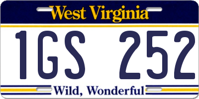WV license plate 1GS252