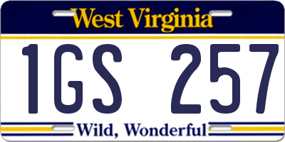 WV license plate 1GS257