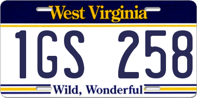 WV license plate 1GS258