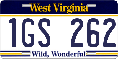 WV license plate 1GS262
