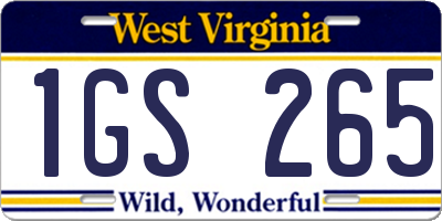 WV license plate 1GS265