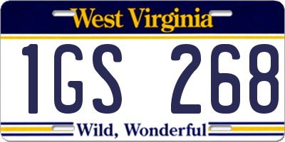 WV license plate 1GS268