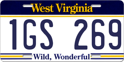 WV license plate 1GS269