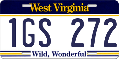 WV license plate 1GS272