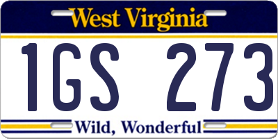 WV license plate 1GS273