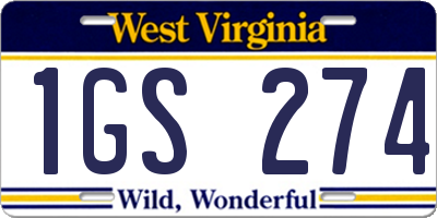 WV license plate 1GS274