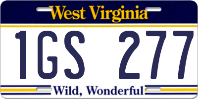 WV license plate 1GS277