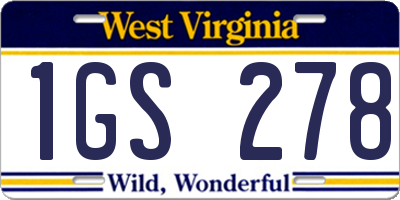 WV license plate 1GS278