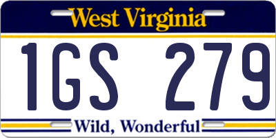 WV license plate 1GS279