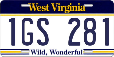 WV license plate 1GS281