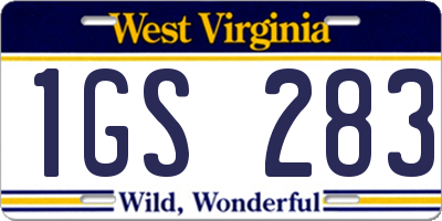 WV license plate 1GS283