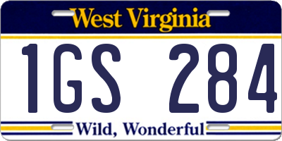 WV license plate 1GS284