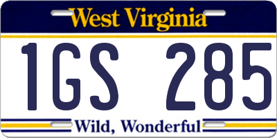 WV license plate 1GS285
