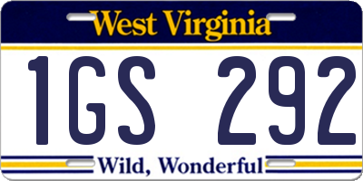 WV license plate 1GS292