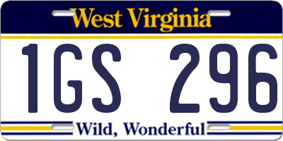WV license plate 1GS296