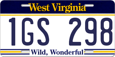WV license plate 1GS298