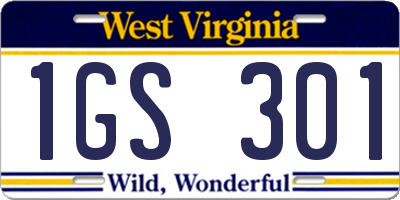 WV license plate 1GS301