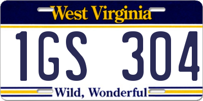WV license plate 1GS304