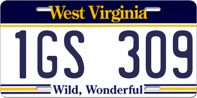 WV license plate 1GS309