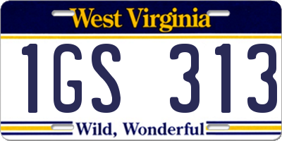 WV license plate 1GS313