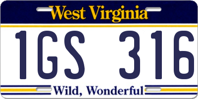 WV license plate 1GS316