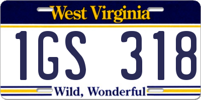 WV license plate 1GS318