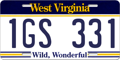 WV license plate 1GS331